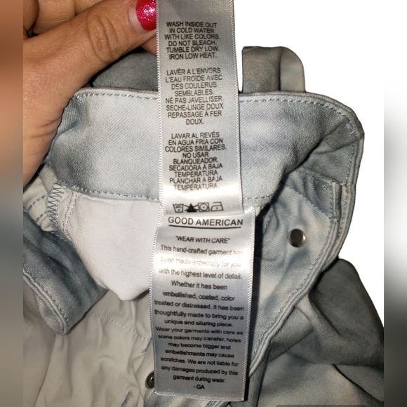 Good American Cloud Tie Dye Good Legs Fray Hem Denim Jeans - Picture 8 of 8